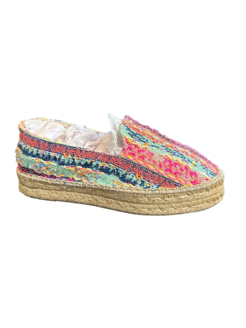 Manebí Multicolor Tweed Platform Espadrille Slip-On Shoes EU 39 US 8.5